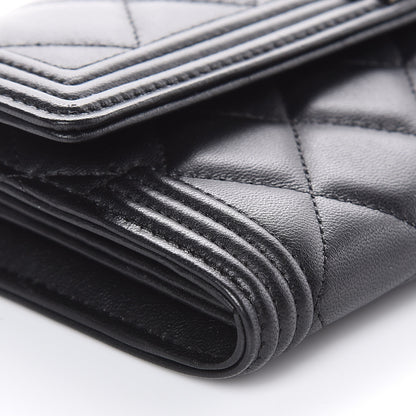 Chanel Lambskin Quilted Boy Flap Wallet Black 5 of 11