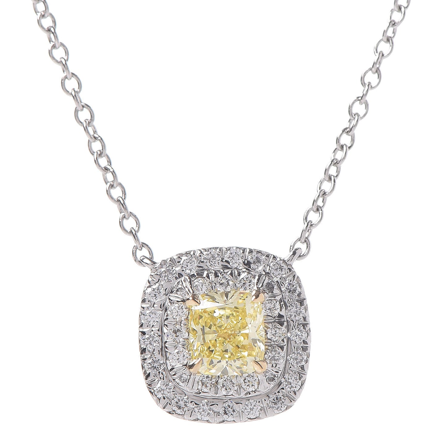 Platinum Fancy Intense Yellow Diamond .33ct Soleste Pendant Necklace