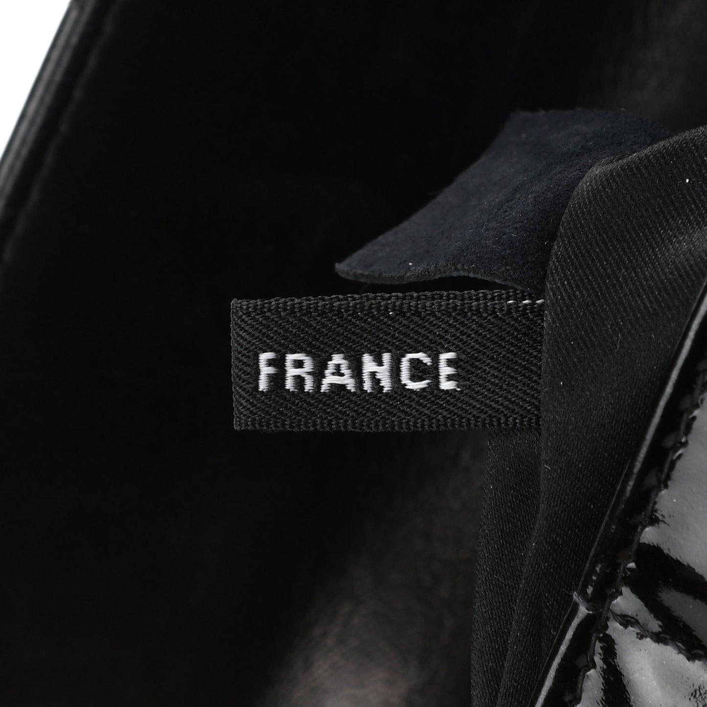 Patent Quilted East West Chocolate Bar Flap Black