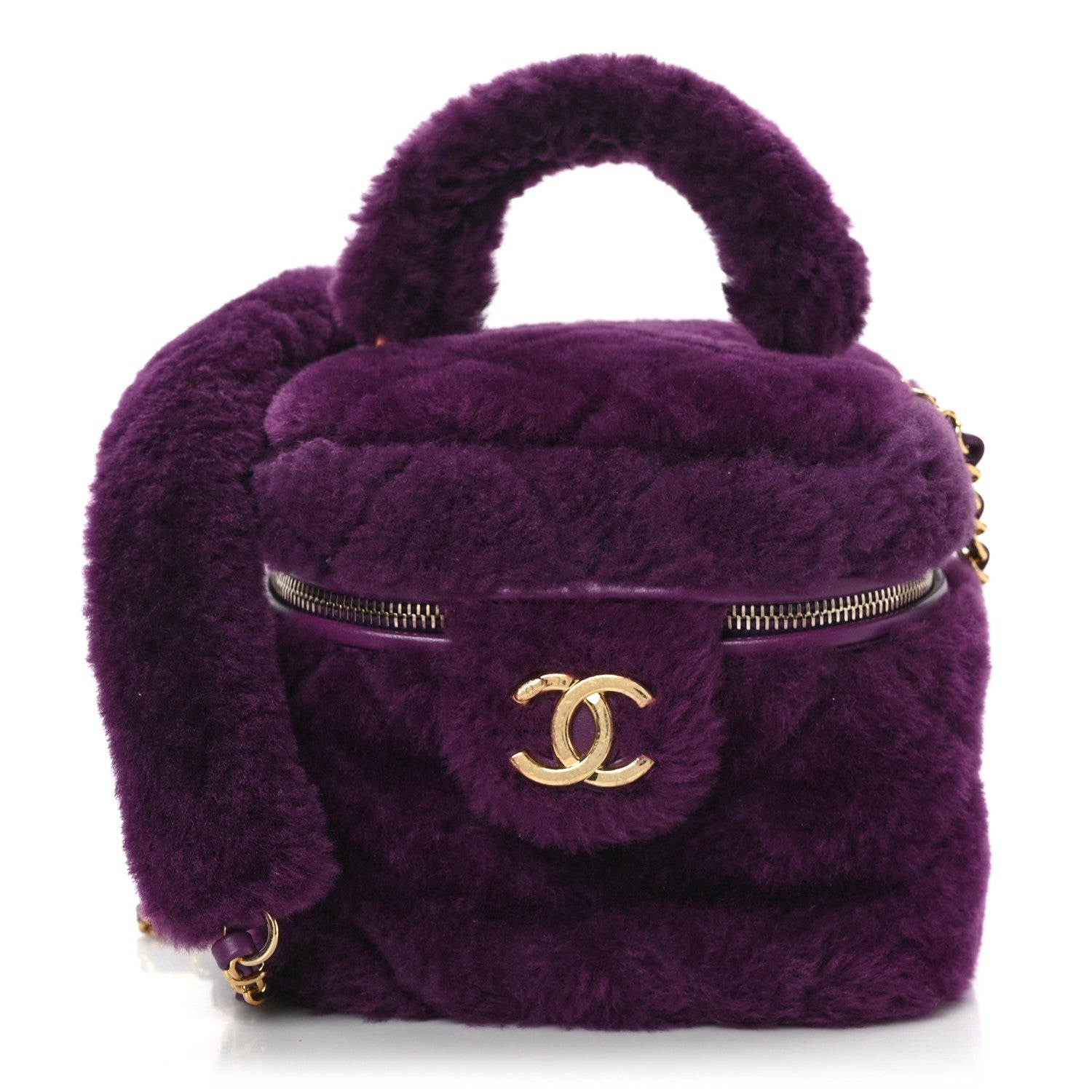 Chanel Shearling Lambskin Quilted Small Vanity Case Purple 1 of 12
