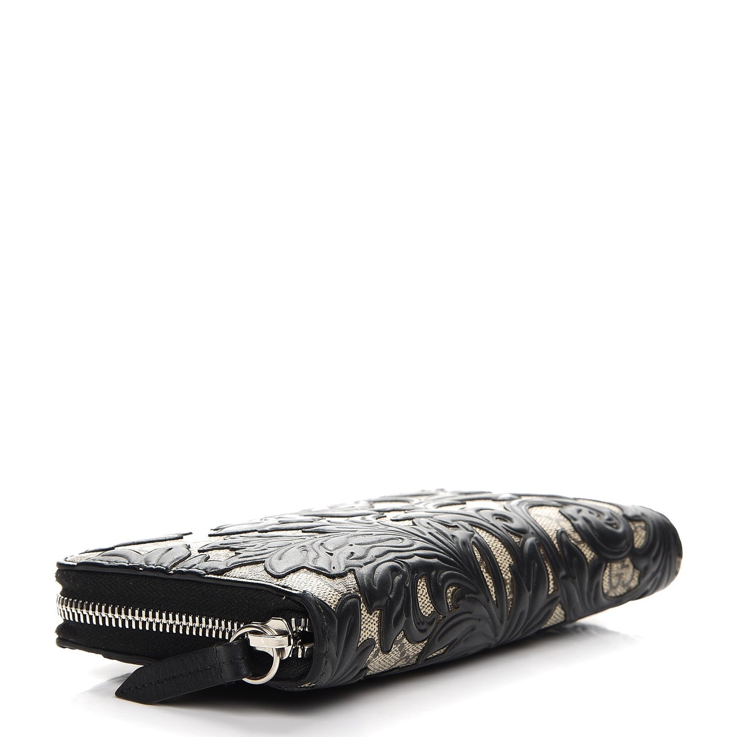 GG Supreme Monogram Arabesque Zip Around Wallet Black