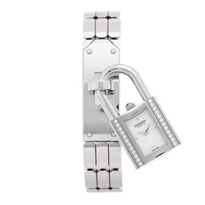 Hermes Stainless Steel Diamond 16mm Kelly Quartz Watch 1 of 5