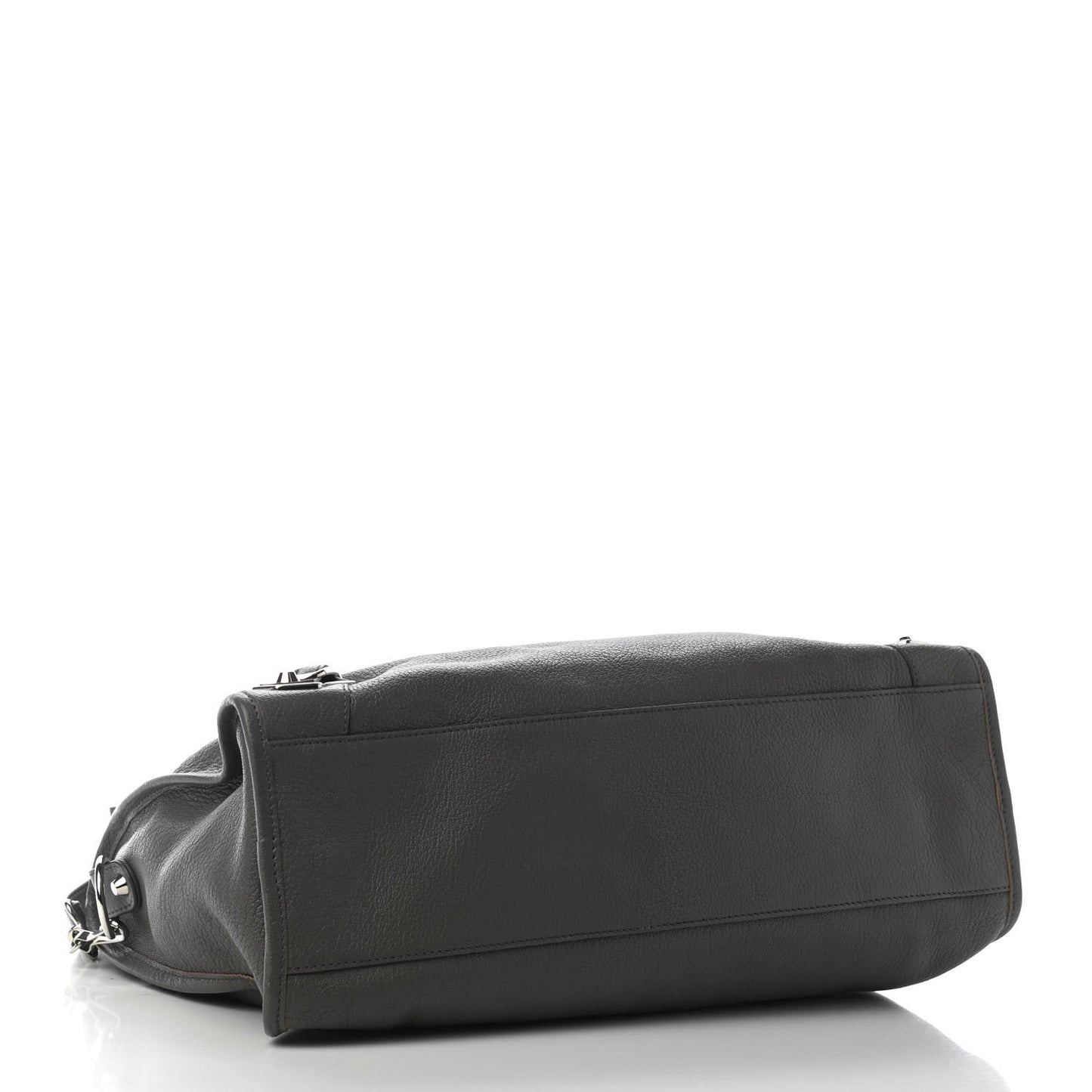 Chevre Silver Metallic Edge Hardware City Gris Acier