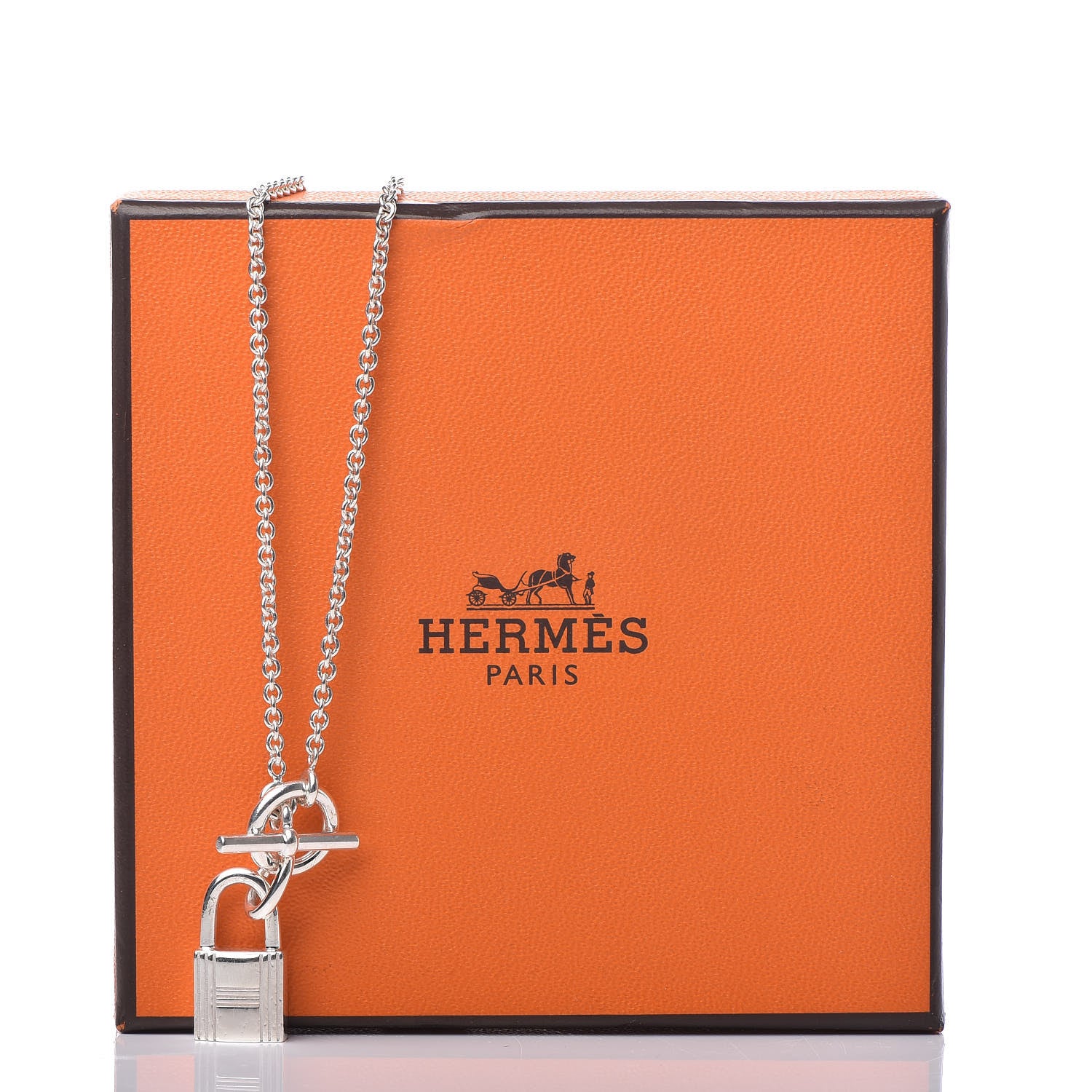 Hermes Sterling Silver Cadenas Kelly Lock Pendant Necklace 6 of 6