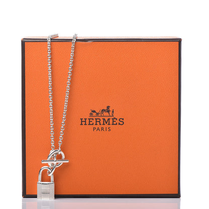 Hermes Sterling Silver Cadenas Kelly Lock Pendant Necklace 6 of 6