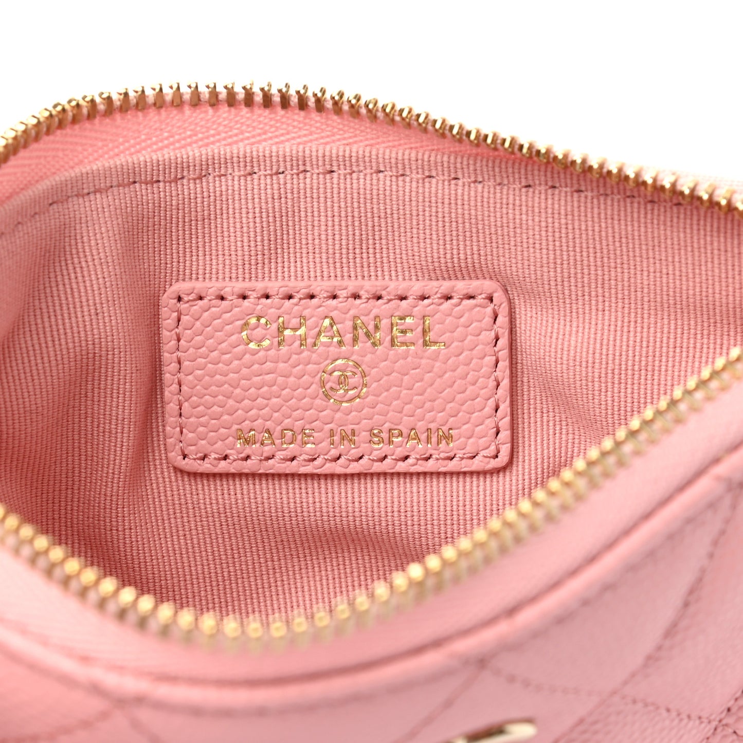 Caviar Quilted Small Cosmetic Case Light Pink