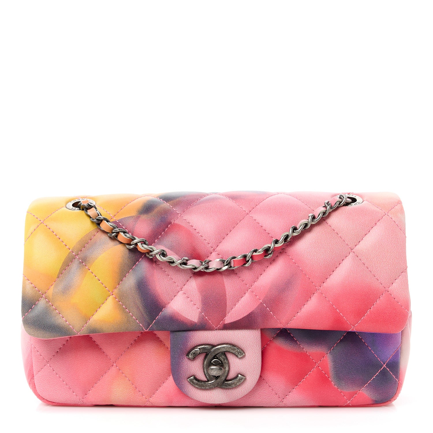 Chanel Printed Lambskin Quilted Small Flower Power Flap Ecru Orange Red Purple 1 of 11