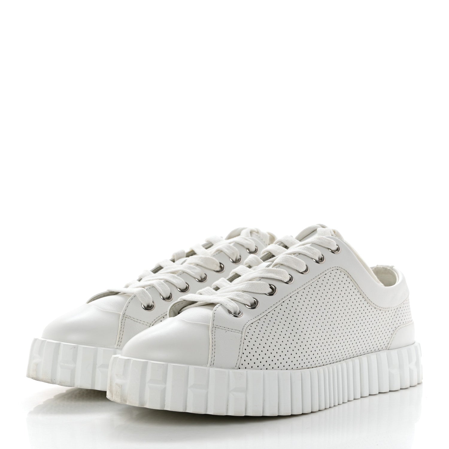 Hermes Perforated Calfskin Cross Sneakers 37 White 3 of 8