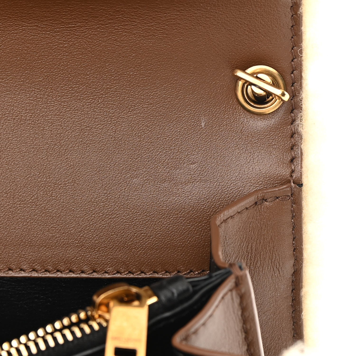 Saint Laurent Nubuck Shearling Quilted Mini Gaby Satchel Natural Tan 11 of 17