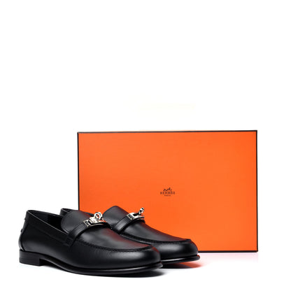 Hermes Calfskin Womens Destin Loafer 38 Black 10 of 10