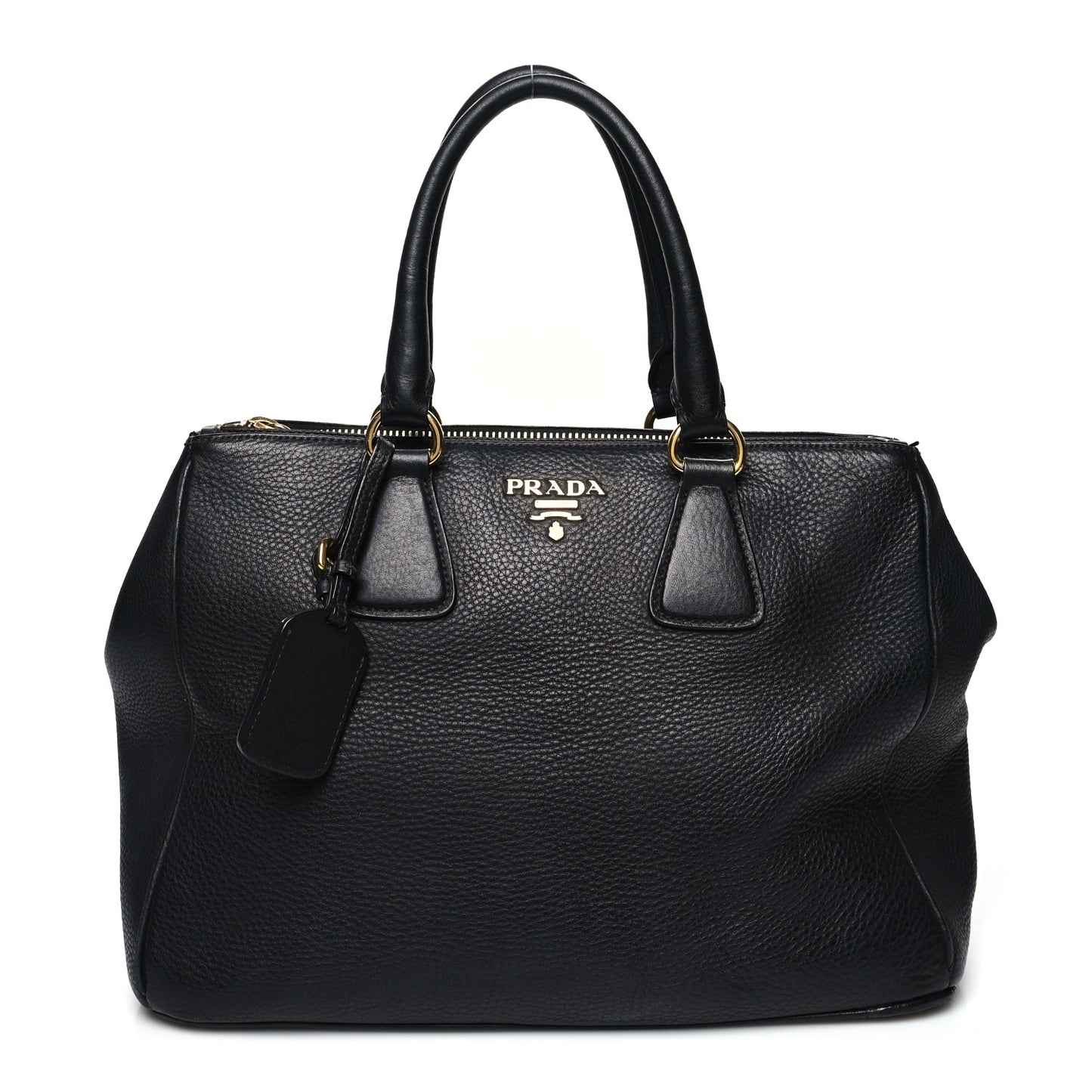 Vitello Daino Large Double Zip Tote Black