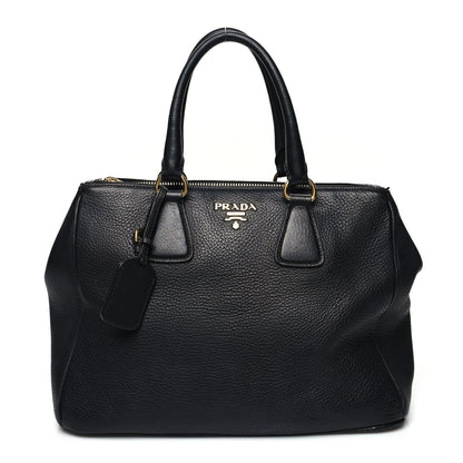 Prada Vitello Daino Large Double Zip Tote Black 1 of 16