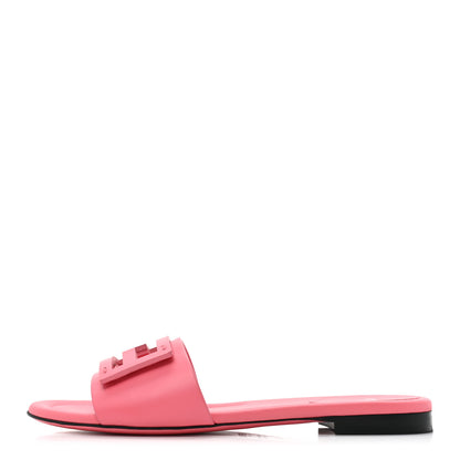 Fendi Vitello Cuoio Baguette Flat Slide Sandals 38 Pink Dalia 1 of 9