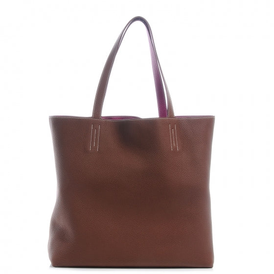Taurillon Clemence Double Sens 45 Reversible Tote Marron