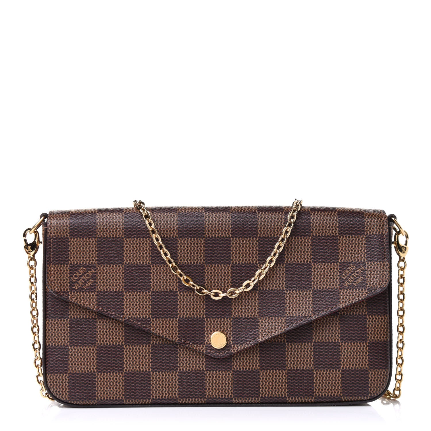 Louis Vuitton Damier Ebene Pochette Felicie Chain Wallet 1 of 7