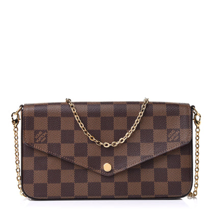 Louis Vuitton Damier Ebene Pochette Felicie Chain Wallet 1 of 7