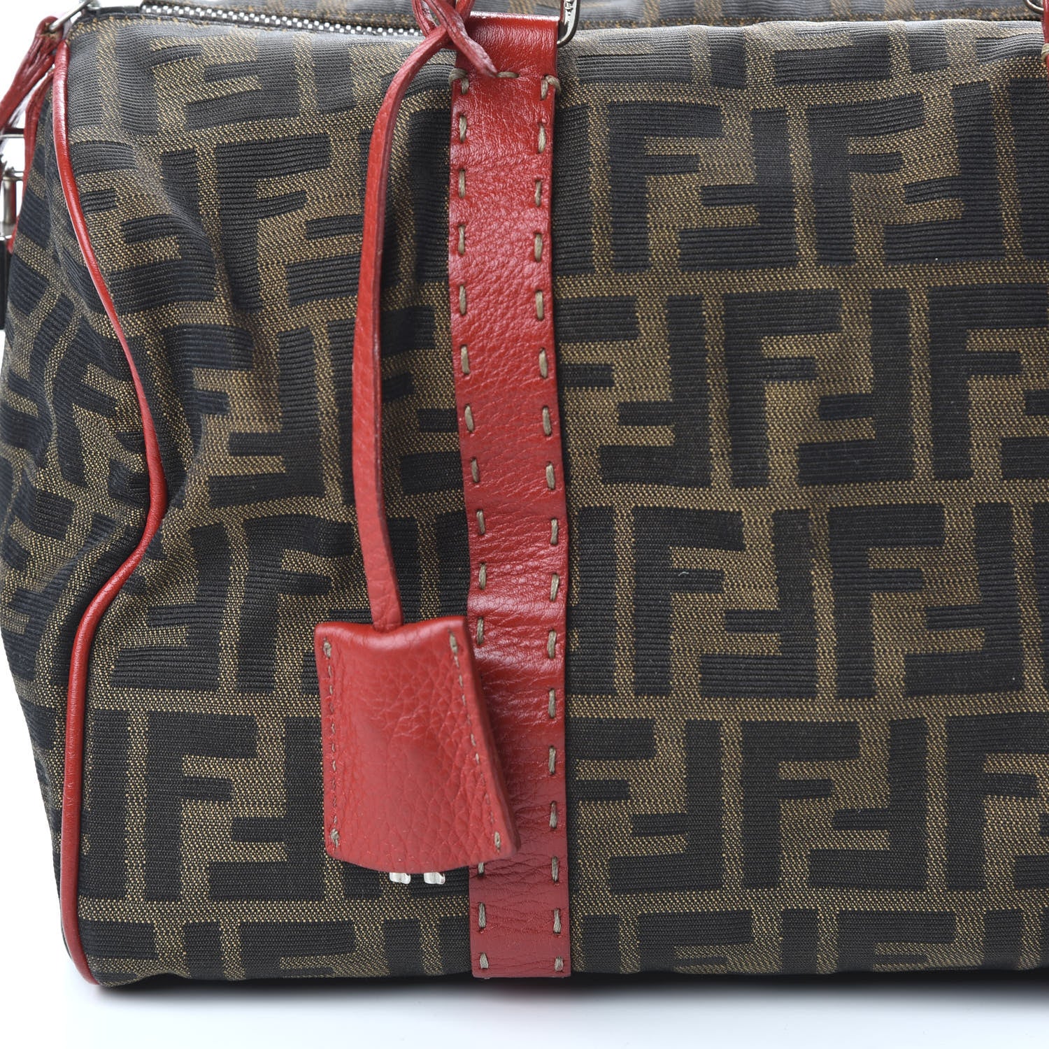 Fendi Zucca Cuoio Romano Selleria Medium Boston Tobacco Rosso Scuro 9 of 10