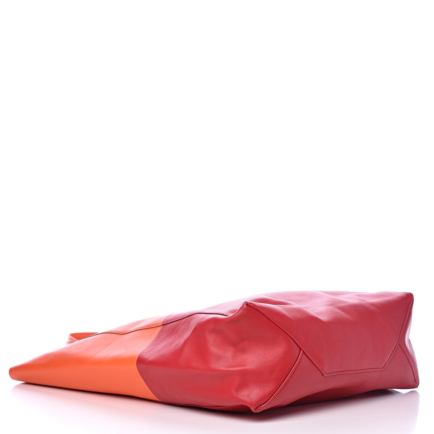 Lambskin Vertical Bi-Cabas Orange Magenta