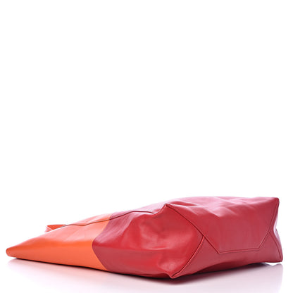 Celine Lambskin Vertical Bi-Cabas Orange Magenta 4 of 11