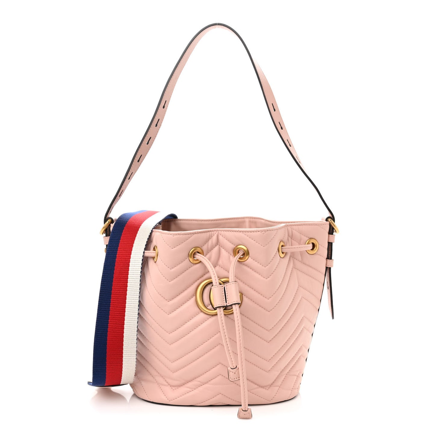 Calfskin Matelasse Sylvie Web GG Marmont Bucket Bag Perfect Pink