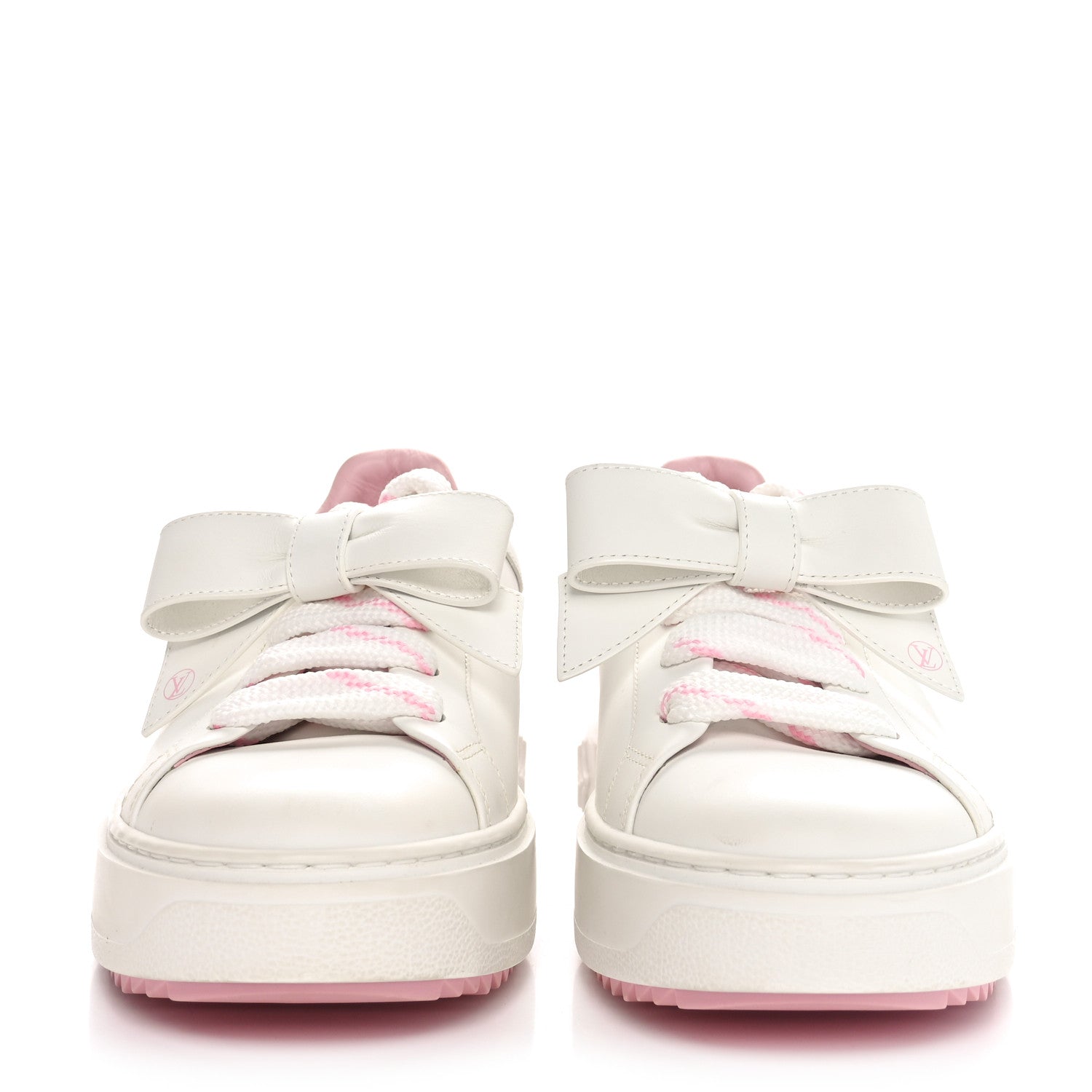 Louis Vuitton Calfskin Time Out Bow Sneakers 38 White Pink 3 of 9