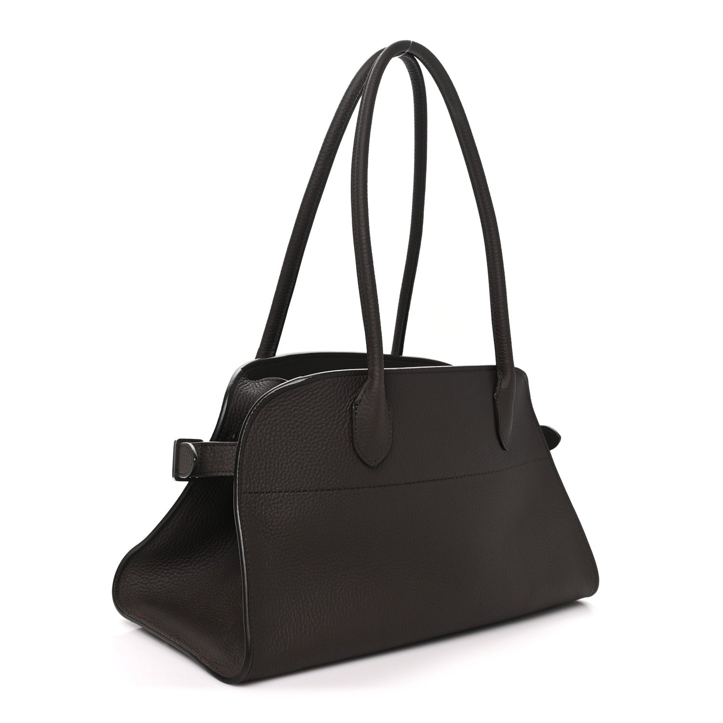 Matte Grained Calfskin Margaux Shoulder 12 Deep Brown