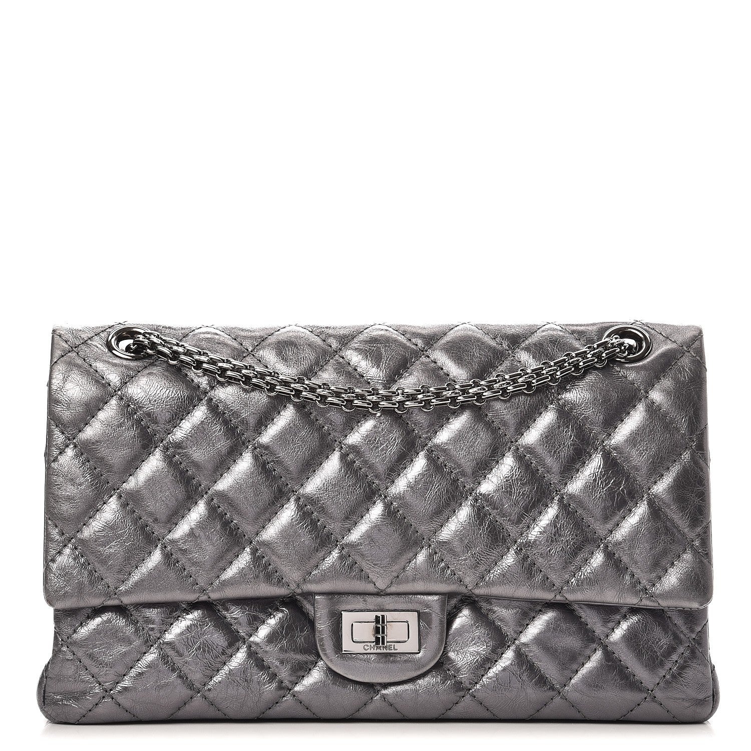 Chanel Metallic Aged Calfskin Quilted 2.55 Reissue 226 Flap Dark Silver 1 of 8