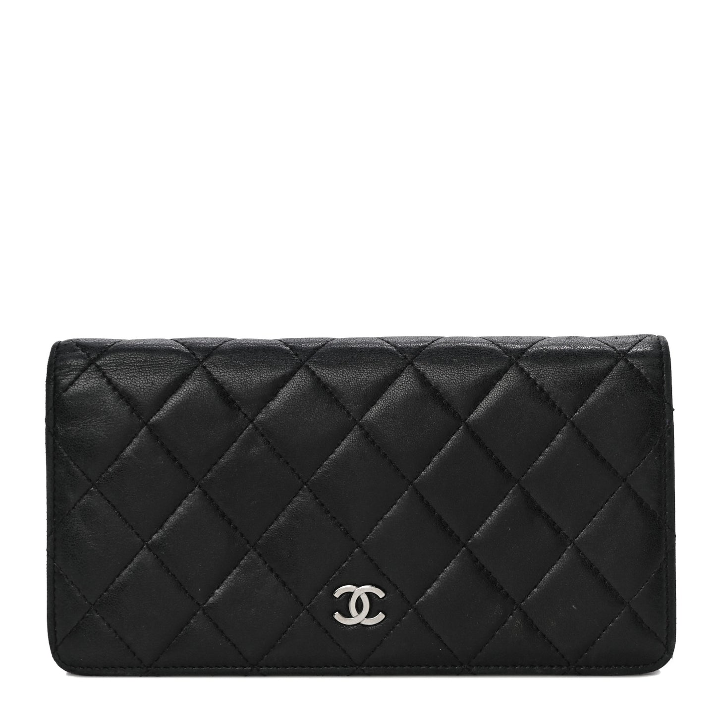 Lambskin Quilted Yen Wallet Black