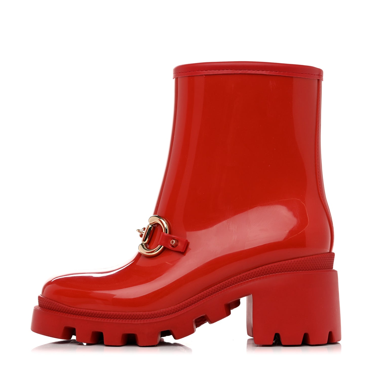 Rubber Womens Horsebit Ankle Boots 35 Maple Red