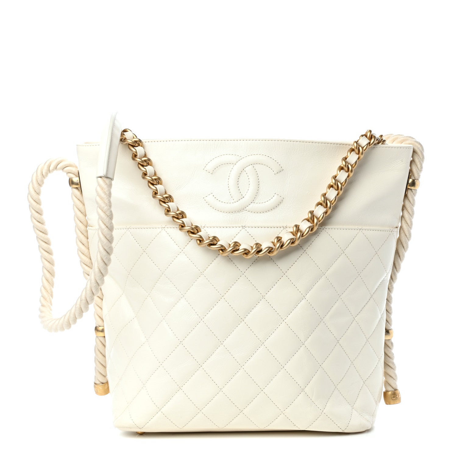 Chanel Crumpled Calfskin En Vogue Rope Hobo Bag White 1 of 9