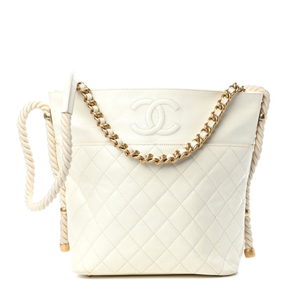 Chanel Crumpled Calfskin En Vogue Rope Hobo Bag White 1 of 9