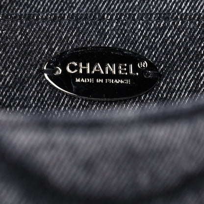 Chanel Denim Embossed CC Logo Print Jumbo Single Flap Grey Black 5 of 10