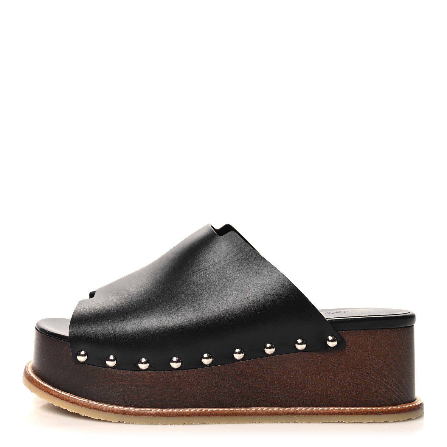 Hermes Calfskin Ellipse Sandals 37 Black 1 of 10