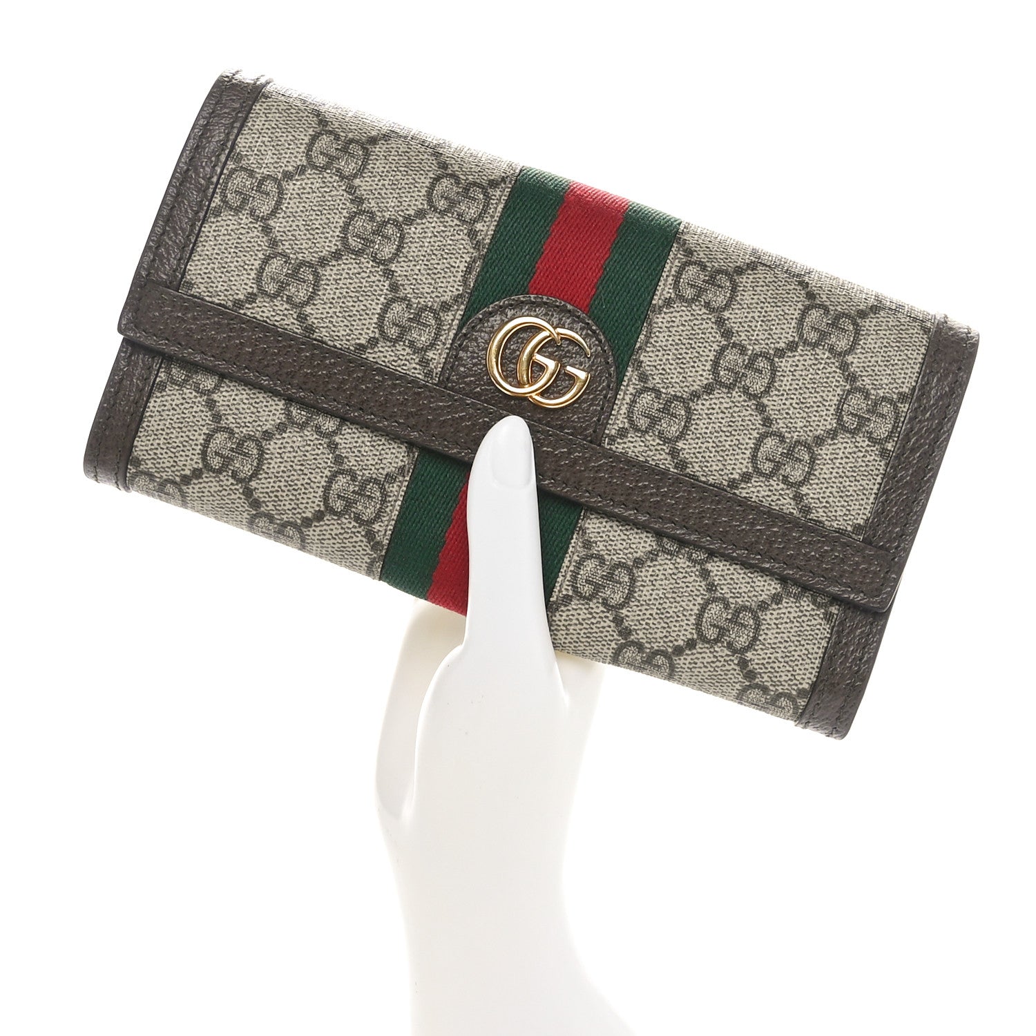 Gucci GG Supreme Monogram Web Ophidia Continental Wallet Brown 2 of 10