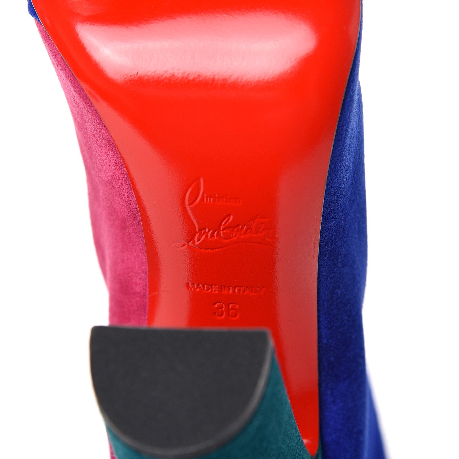 Christian Louboutin Veau Velours Botty Double 100 Ankle Boots 36 Azulejo 6 of 8