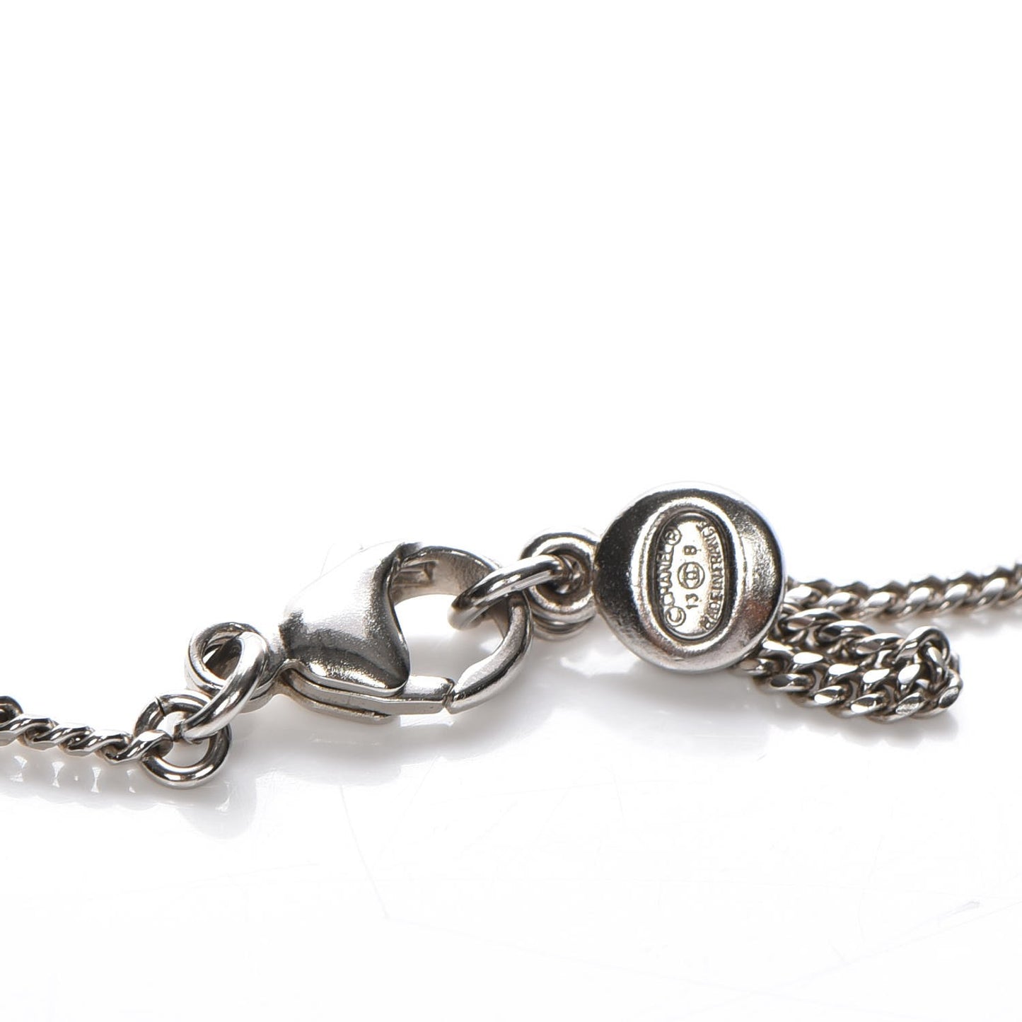 Pearl Crystal CC Necklace Silver