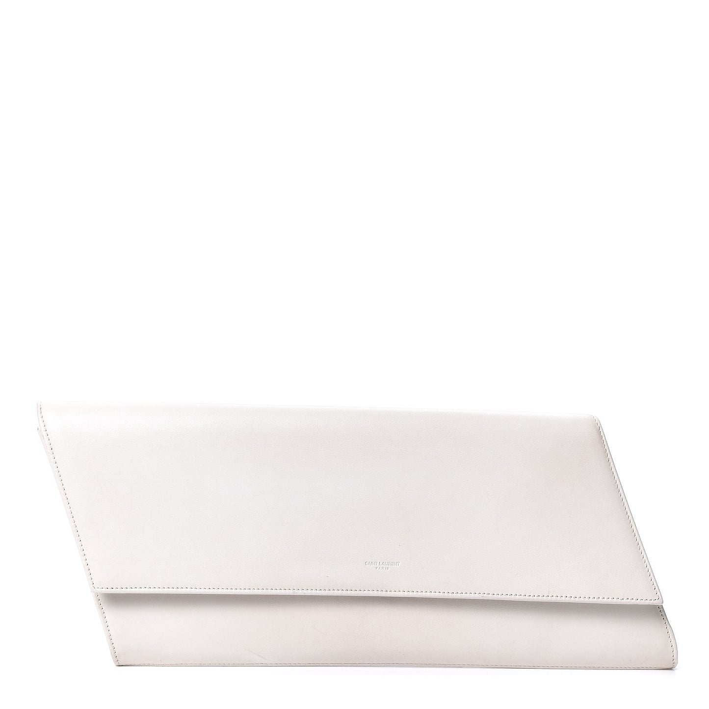 Calfskin Diagonal Clutch White