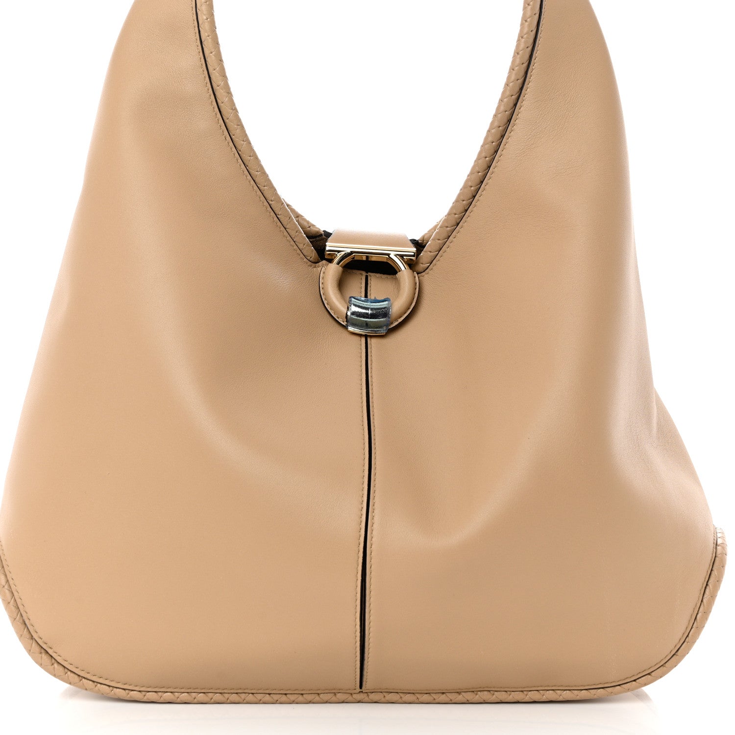 Salvatore Ferragamo Calfskin Gancini Hobo Beige 8 of 10