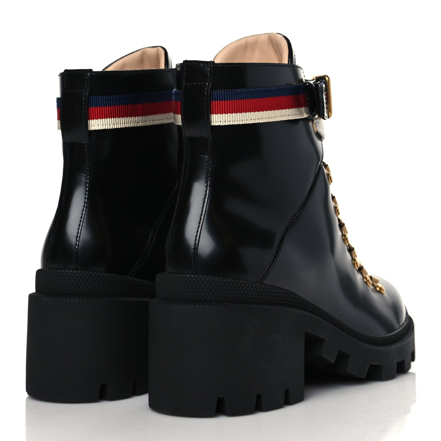 Calfskin Sylvie Web Womens Lace Up Combat Boots 38 Black