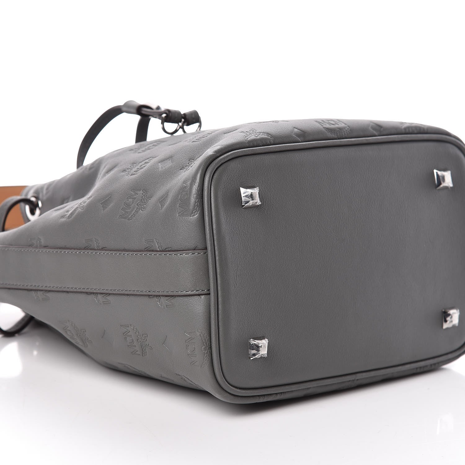 MCM Calfskin Ottomar Monogram Small Essential Bucket Charcoal 5 of 8