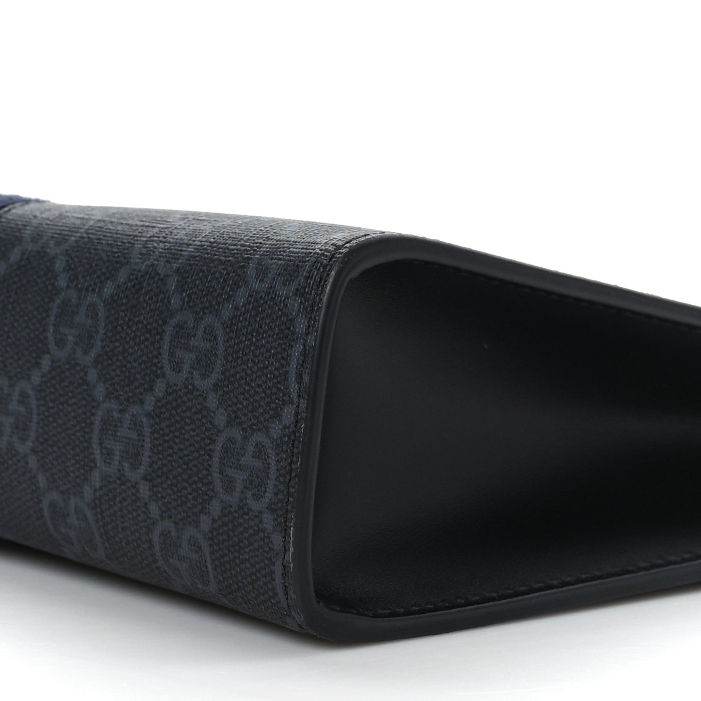 GG Supreme Monogram Selleria Calfskin Web New Web Cosmetic Case Black