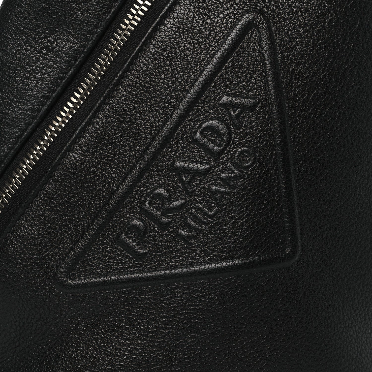 Prada Vitello Daino Logo Embossed Cross Sling Backpack Black 7 of 9