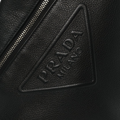 Prada Vitello Daino Logo Embossed Cross Sling Backpack Black 7 of 9