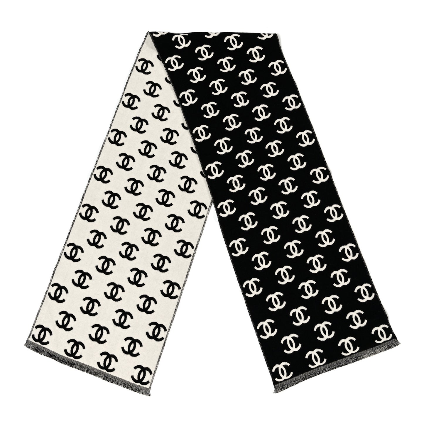 Wool Cashmere CC Scarf Black White