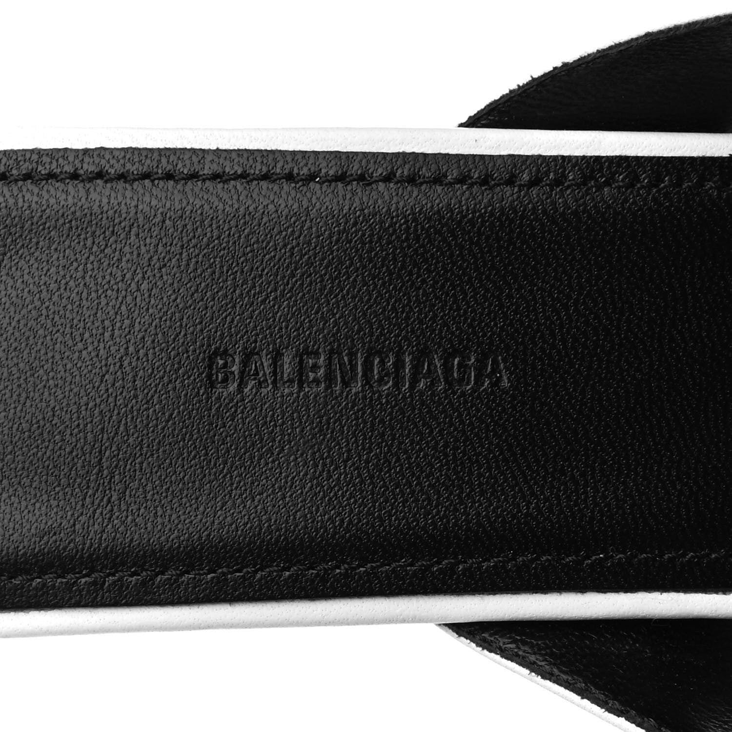 Balenciaga Soft Nappa Logo Double Square Flat 60mm Sandals 40 White Black 7 of 10