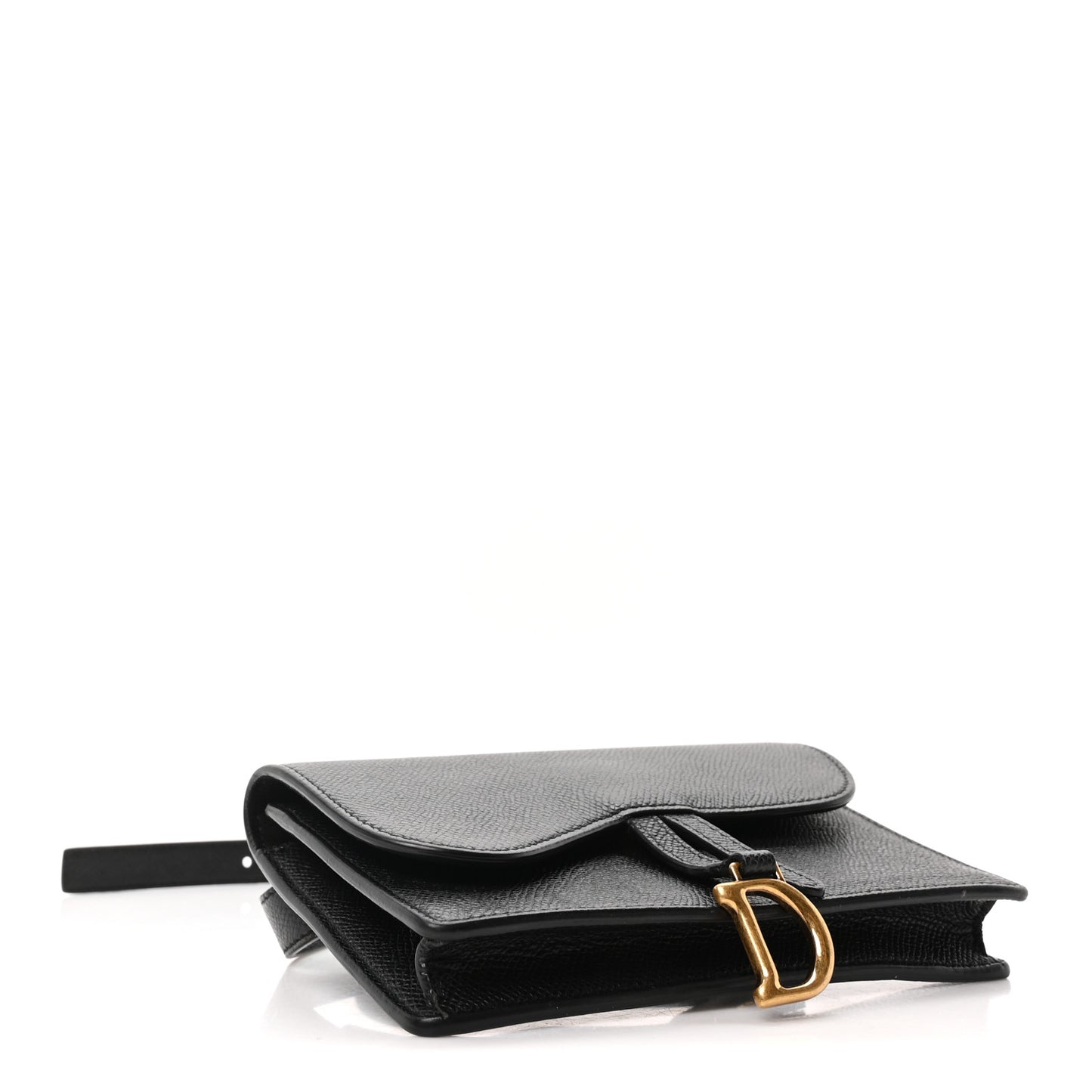 Grained Calfskin Saddle Belt Bag Black