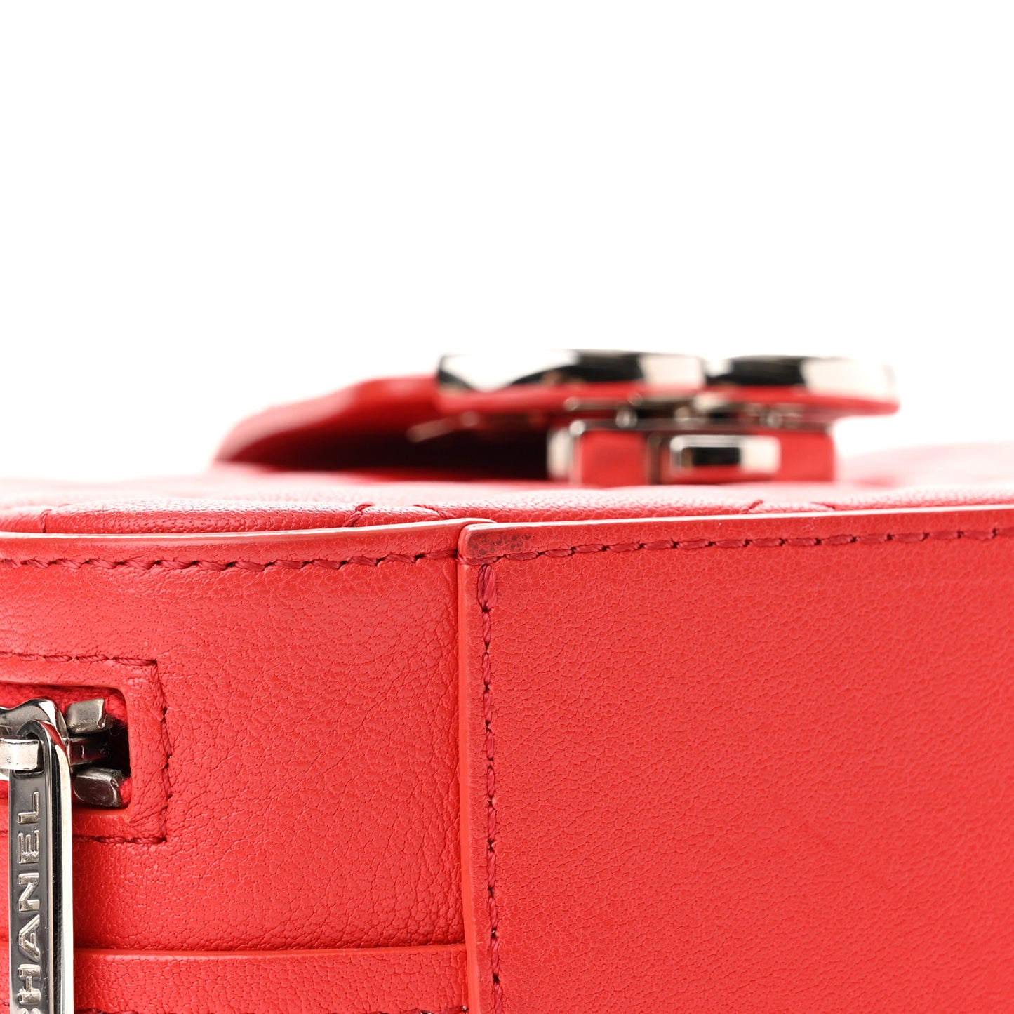 Lambskin Quilted Mini CC Box Camera Bag Red