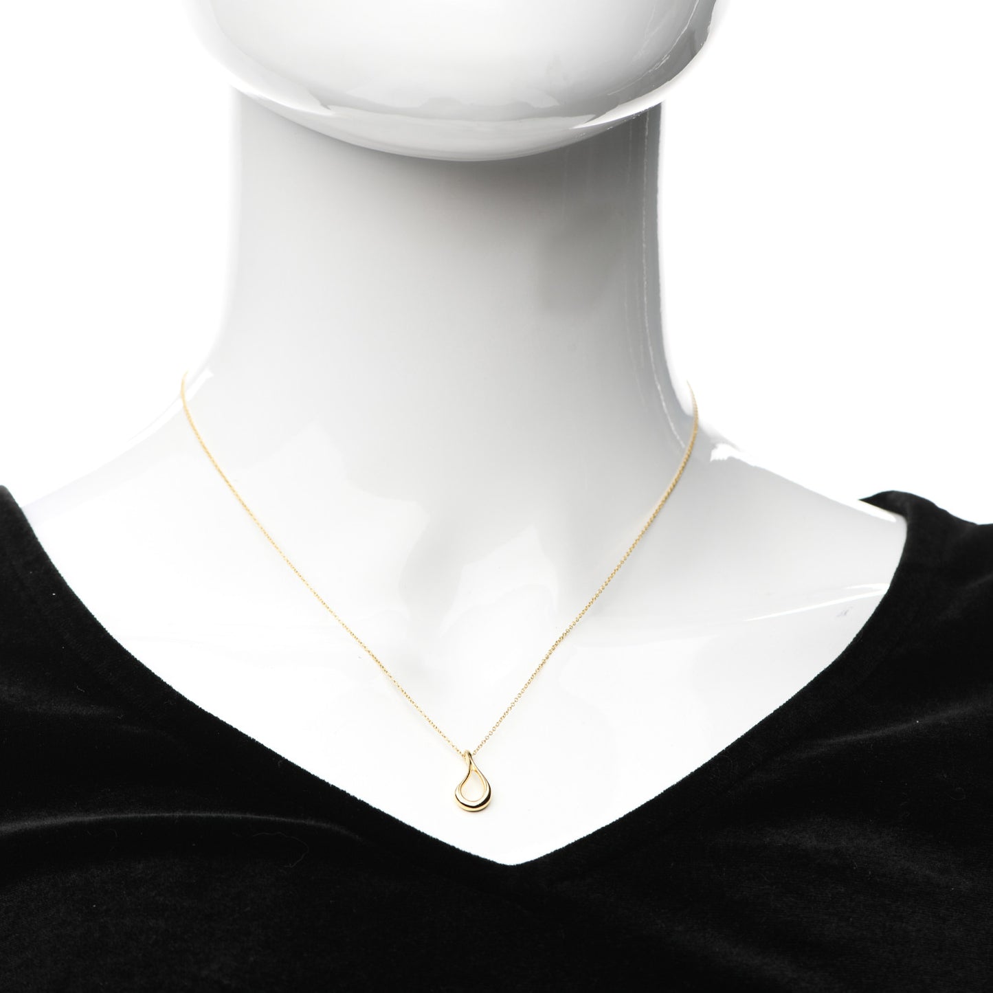 18K Yellow Gold Elsa Peretti Open Tear Drop Pendant Necklace