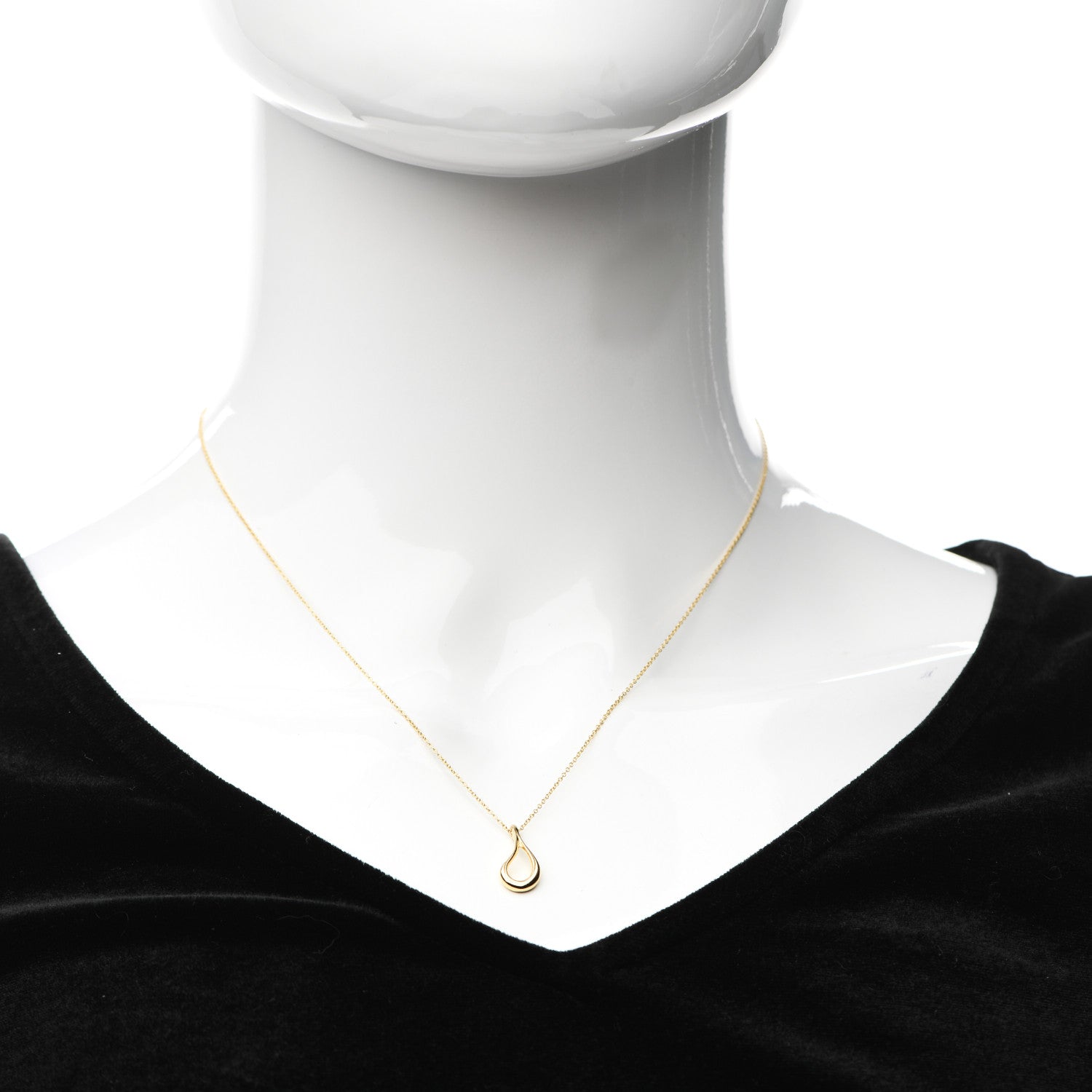 Tiffany 18K Yellow Gold Elsa Peretti Open Tear Drop Pendant Necklace 2 of 5