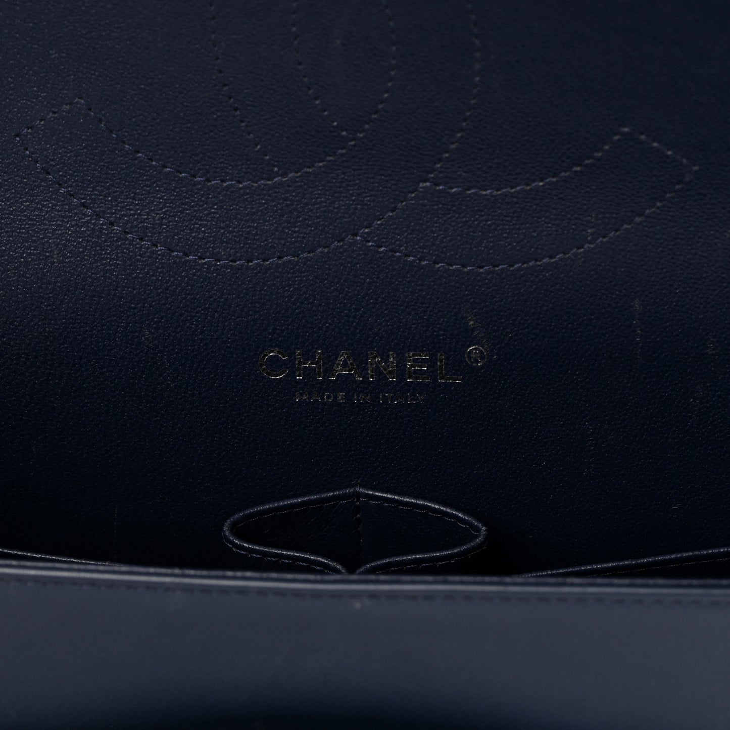 Patent Quilted Jumbo Double Flap Navy